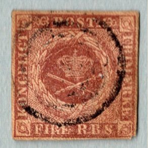 Afa-nr. 1IIId kastaniebrun med lille hak S