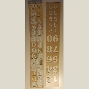 2 brugte skabeloner til tal og bogstaver.