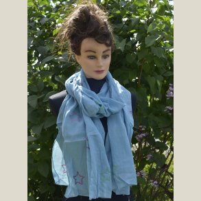 Bl�t bomuldst�rkl�de med store stjerner. M�l 62 x 200cm.