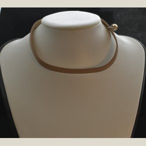 Halsb�nd i broncefarvet l�der, nyt