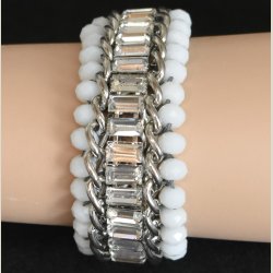 Kaiser Coral armbnd i hvidt og slv. Nyt.