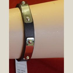 Sort lderarmbnd med 2 guldlameller p, nyt, nypris 479kr.