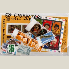 Pakke Gibraltar med 50 forskellige inkl. miniark