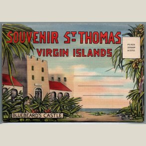 Helt ubrugt postkortfolder fra �erne med 18 kort og beskrivelse.