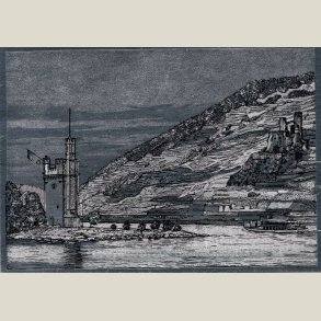 Postkort ubrugt, s�lvskinnende (ses ikke p� foto) fra ruin Ehrenfels ved Bingen