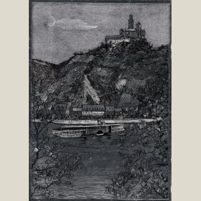 Postkort ubrugt, s�lvskinnende (ses ikke p� foto) fra Marksburg slot ved Braubach