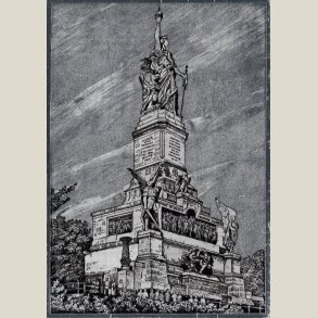 Postkort ubrugt, s�lvskinnende (ses ikke p� foto) fra Niederwald mindesm�rke