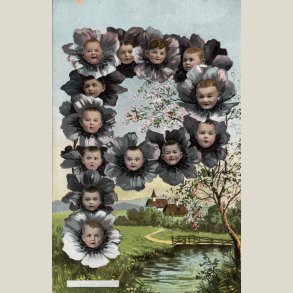 Postkort med babyer, ubrugt 