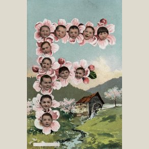 Postkort med babyer, ubrugt 