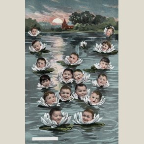 Postkort med babyer, ubrugt 