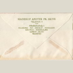 Receptkuvert fra Haderup apotek. Sjlden gammel kuvert fra nedlagt apotek. Telefonnr. 9! Lidt rust.