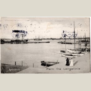 Parti fra Langelinie ca. 1912. Sv�rtet og med buk. Uden frim�rke.