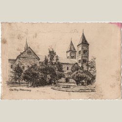 Viborg, tegning af domkirken 1928.