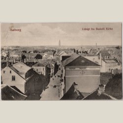 Aalborg, udsigt fra Budolfi kirke 1908.