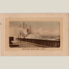 Aarhus, ved s�ndre mole i storm 1913.