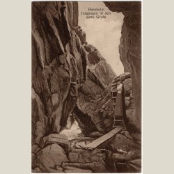 Bornholm, indgangen til Den sorte gryde. Stp. Sandvig 1921.
